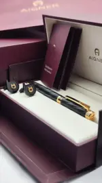 قلم وكبك اقنر اسود ذهبي