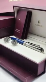 قلم وكبك اقنر ازرق فضي