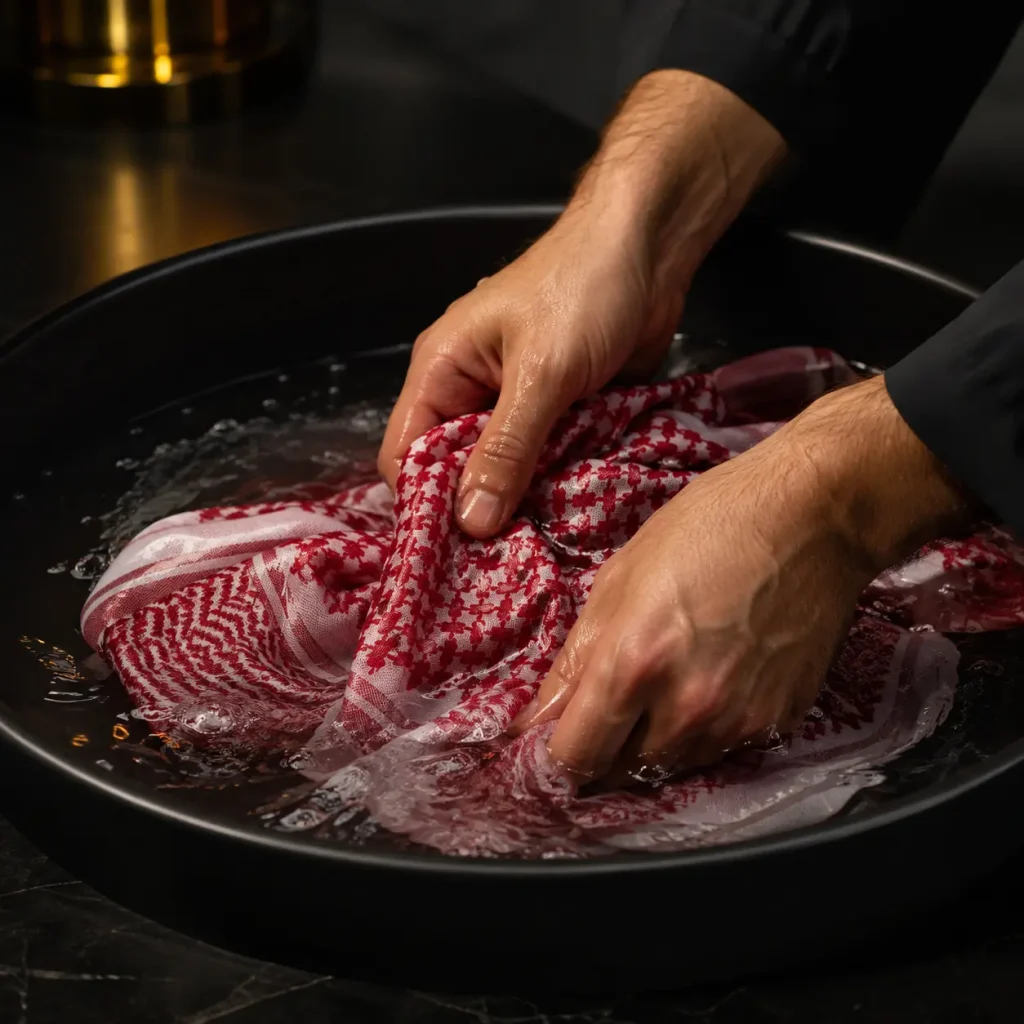 غسيل يدوي لطيف للأقمشة بالماء