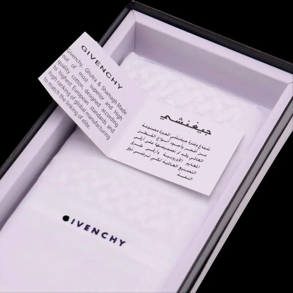 تفاصيل شماغ جفنشي كلاسيك ابيض بتشطيب إنجليزي
